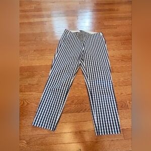 J Crew Womens Martie Pants Size 8 Gingham Plaid Crop Cotton Blend Blk / Wht